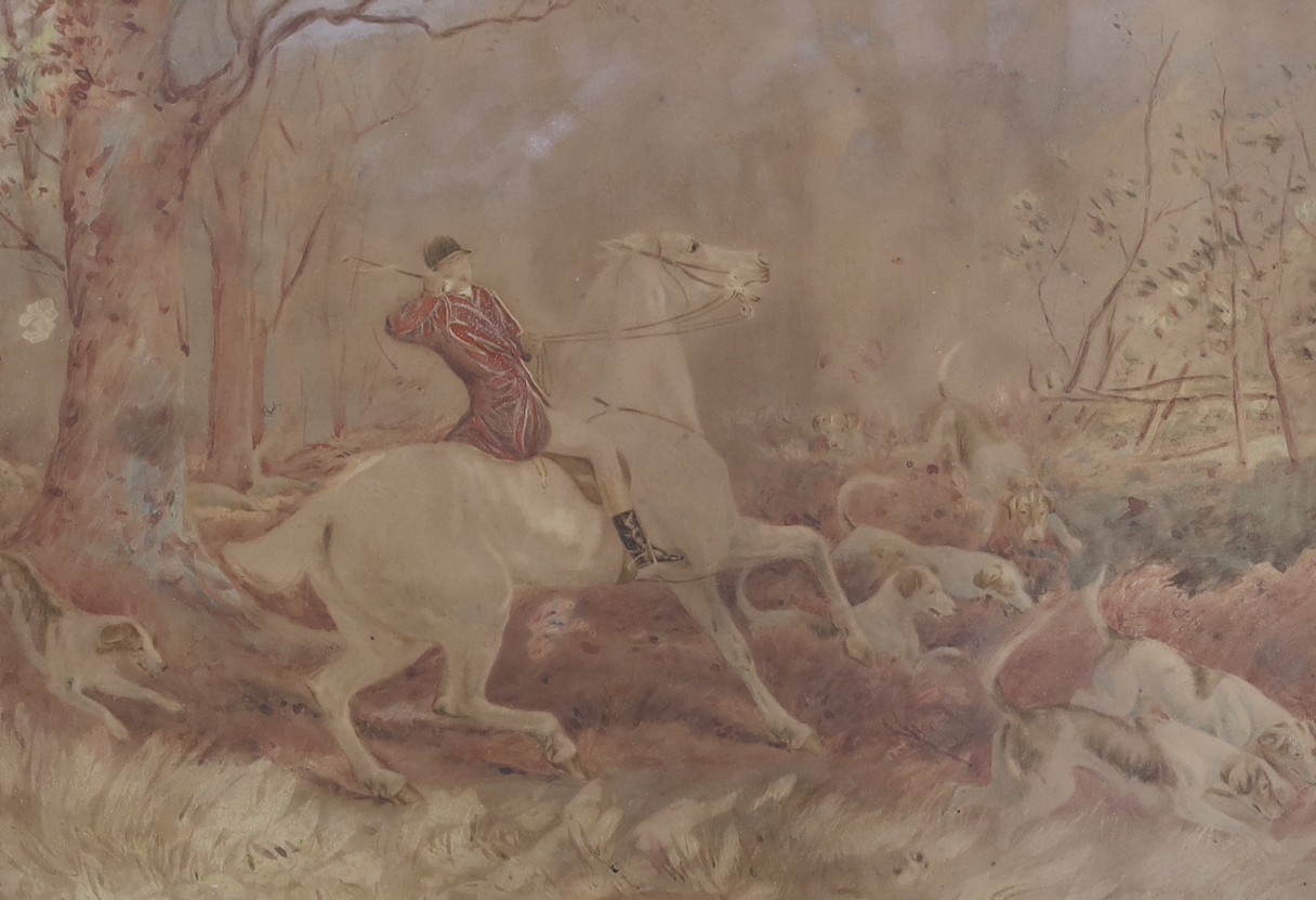 British school, a pair watercolours, hunting scenes, 31 x 45cm
